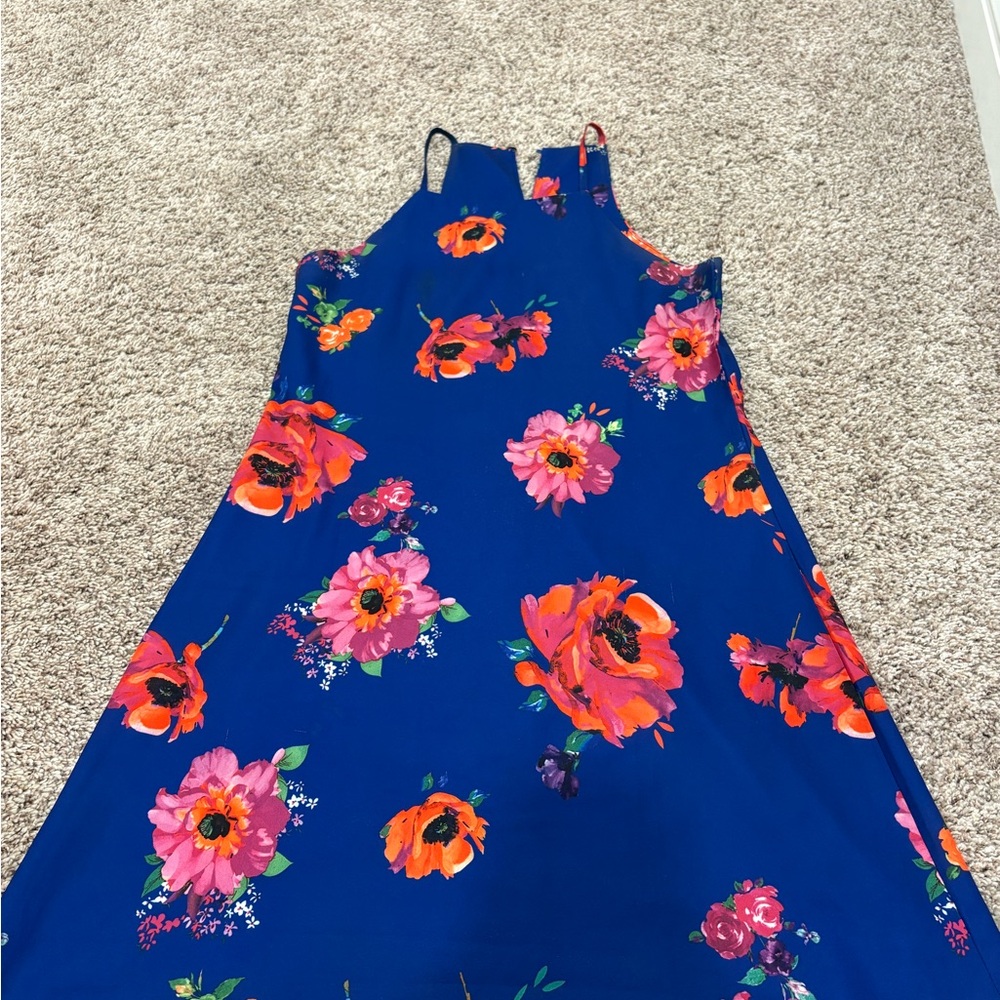 Woman Floral Blue Dress